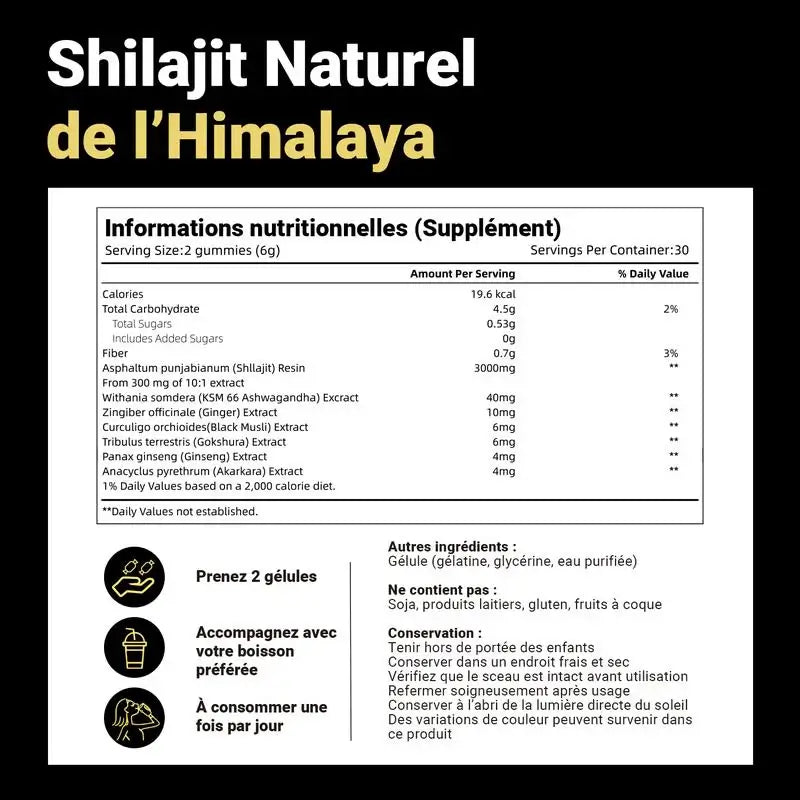 Gommes Énergétiques Shilajit de l'Himalaya CMY