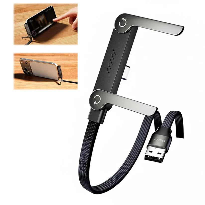 Câble Intelligent 2-en-1 – Charge Rapide & Support Téléphone CG