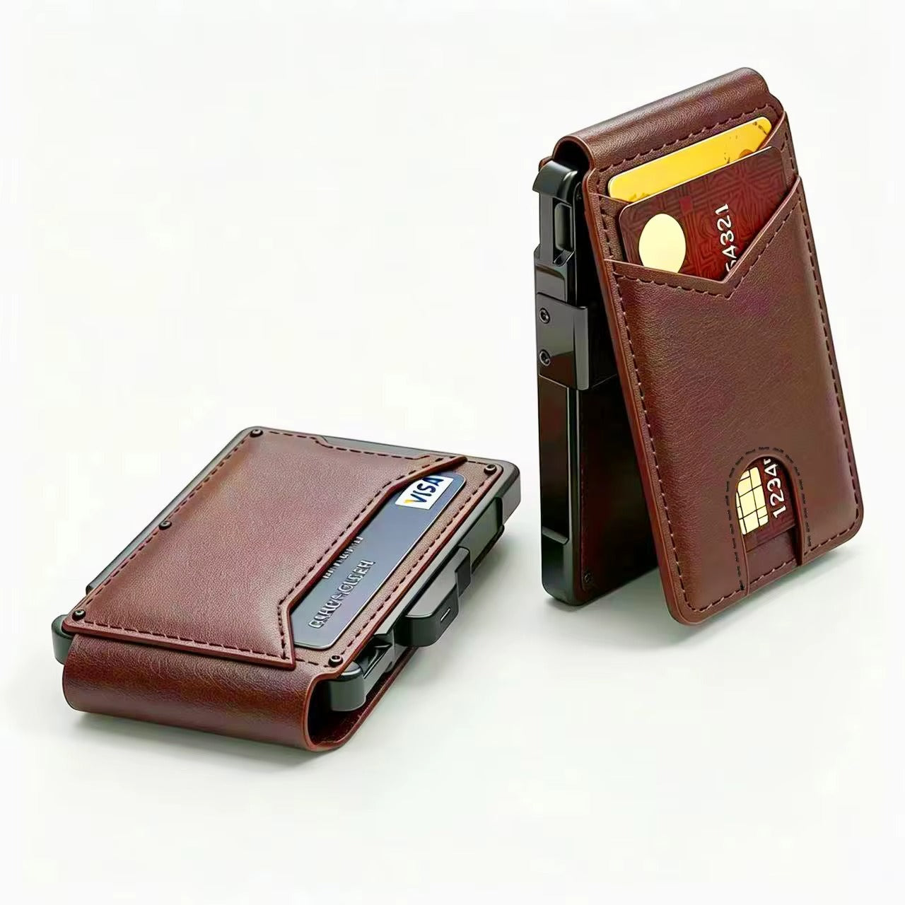VaultPop™ — Portefeuille Pop‑Up RFID en cuir veritable