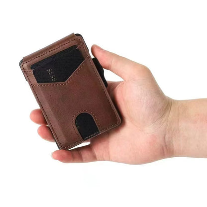 VaultPop™ — Portefeuille Pop‑Up RFID en cuir veritable