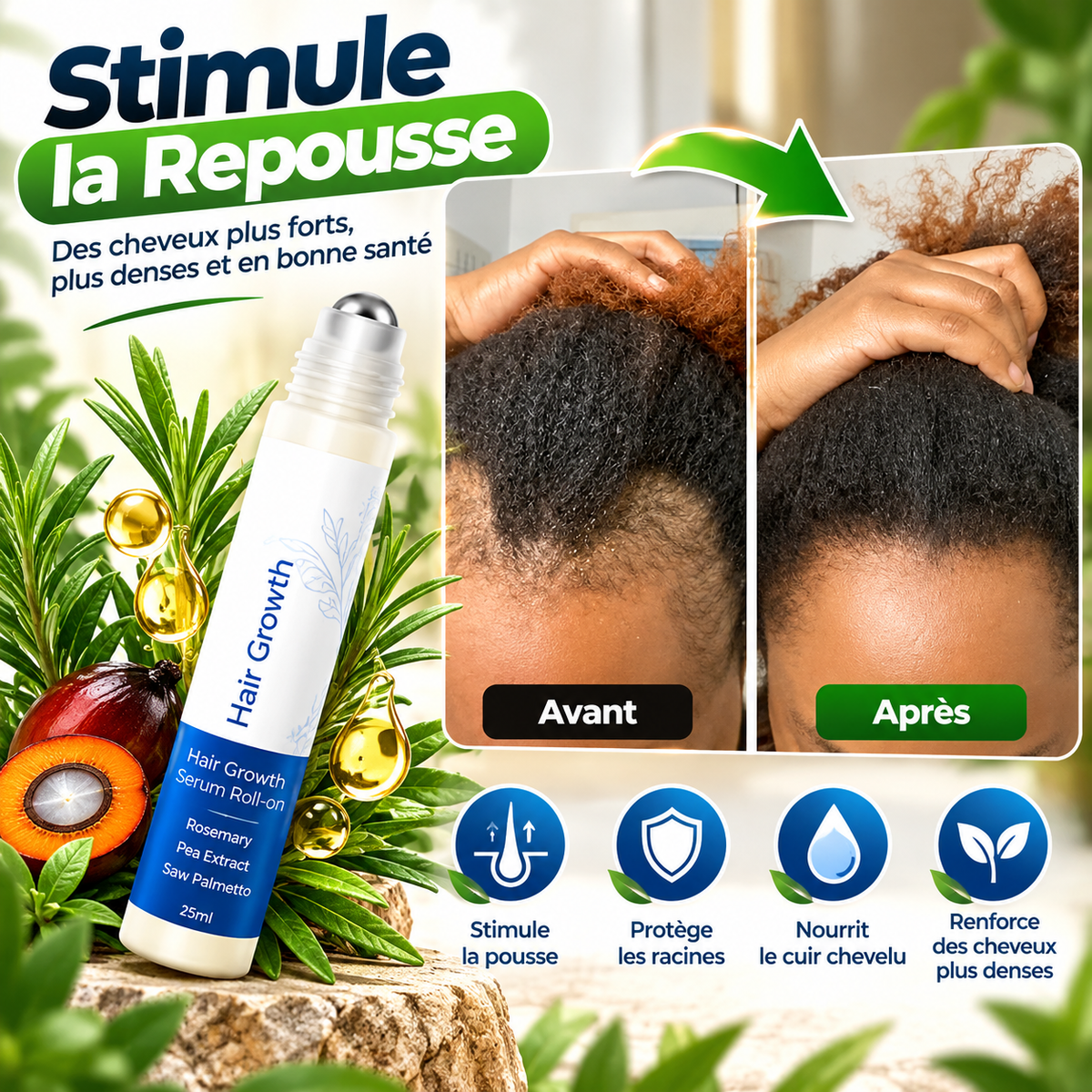 Serum Roll-On,  pour la croissance des cheveux